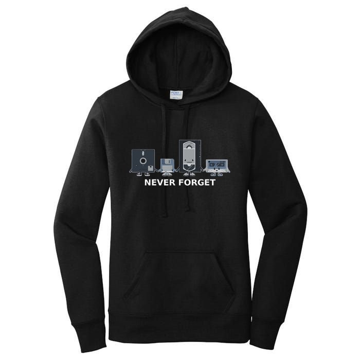 Floppy Disk Vhs Cassette Never Forget Geek History Women's Pullover Hoodie