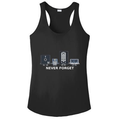 Floppy Disk Vhs Cassette Never Forget Geek History Ladies PosiCharge Competitor Racerback Tank