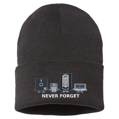 Floppy Disk Vhs Cassette Never Forget Geek History Sustainable Knit Beanie