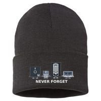Floppy Disk Vhs Cassette Never Forget Geek History Sustainable Knit Beanie
