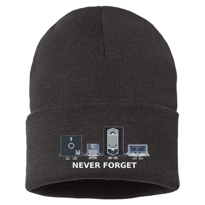 Floppy Disk Vhs Cassette Never Forget Geek History Sustainable Knit Beanie