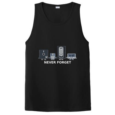 Floppy Disk Vhs Cassette Never Forget Geek History PosiCharge Competitor Tank
