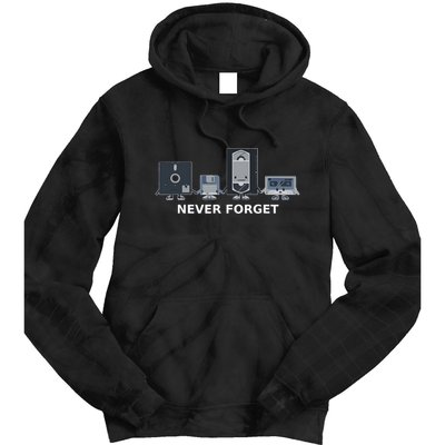 Floppy Disk Vhs Cassette Never Forget Geek History Tie Dye Hoodie