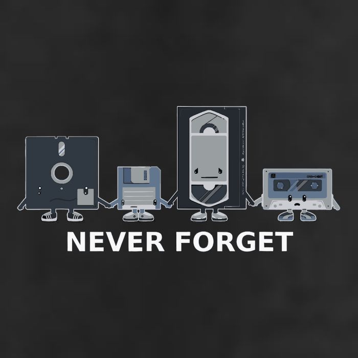 Floppy Disk Vhs Cassette Never Forget Geek History Trucker Hat