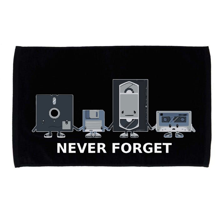 Floppy Disk Vhs Cassette Never Forget Geek History Microfiber Hand Towel