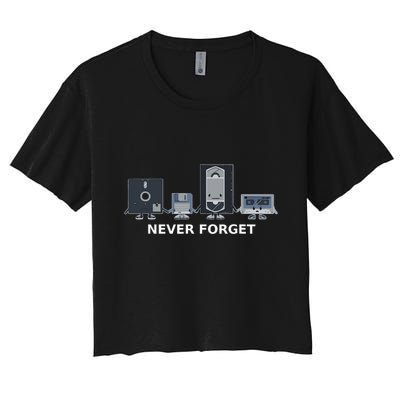 Floppy Disk Vhs Cassette Never Forget Geek History Crop Top