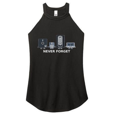 Floppy Disk Vhs Cassette Never Forget Geek History Women's Perfect Tri Rocker Tank