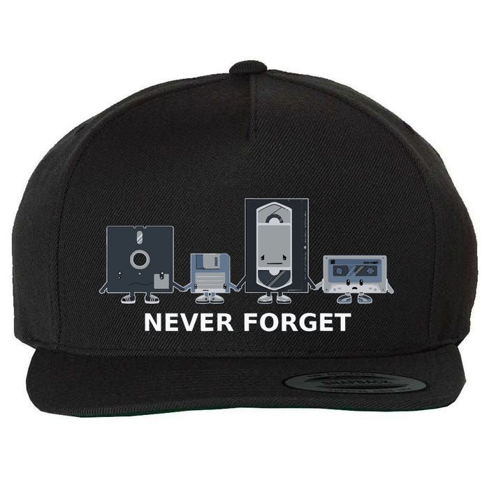Floppy Disk Vhs Cassette Never Forget Geek History Wool Snapback Cap