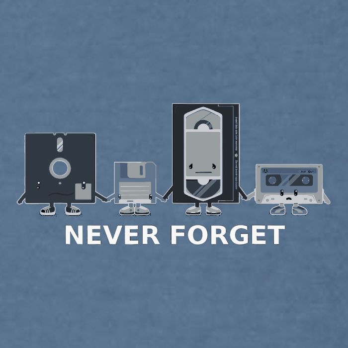 Floppy Disk Vhs Cassette Never Forget Geek History Garment-Dyed Sweatshirt