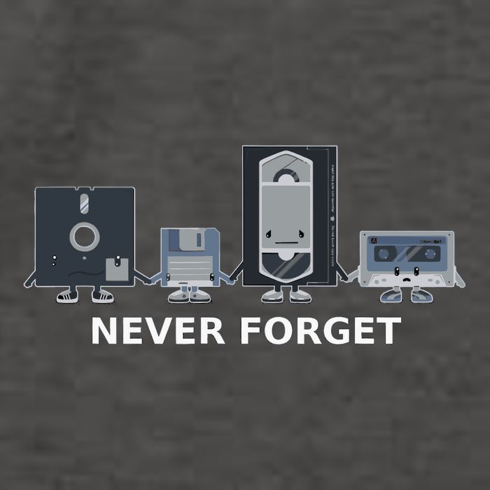 Floppy Disk Vhs Cassette Never Forget Geek History Vector Backpack