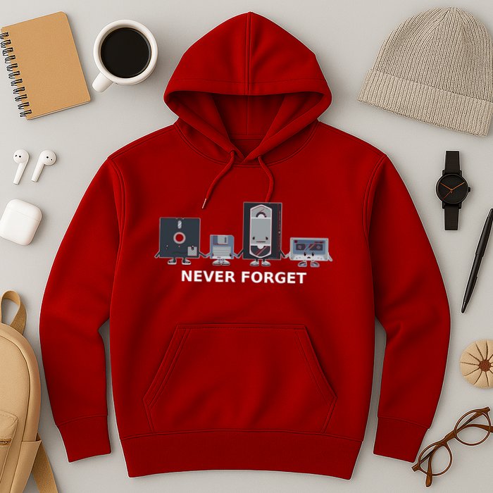 Floppy Disk Vhs Cassette Never Forget Geek History Hoodie
