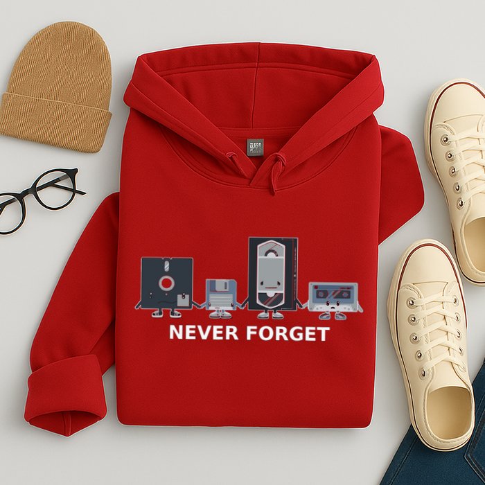 Floppy Disk Vhs Cassette Never Forget Geek History Hoodie