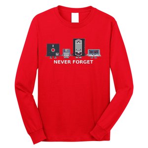 Floppy Disk Vhs Cassette Never Forget Geek History Long Sleeve Shirt