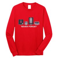 Floppy Disk Vhs Cassette Never Forget Geek History Long Sleeve Shirt
