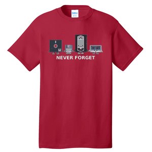 Floppy Disk Vhs Cassette Never Forget Geek History Tall T-Shirt