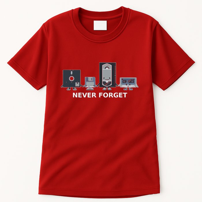 Floppy Disk Vhs Cassette Never Forget Geek History Tall T-Shirt