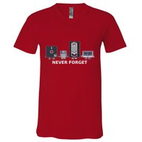 Floppy Disk Vhs Cassette Never Forget Geek History V-Neck T-Shirt