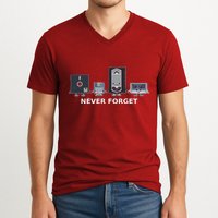 Floppy Disk Vhs Cassette Never Forget Geek History V-Neck T-Shirt