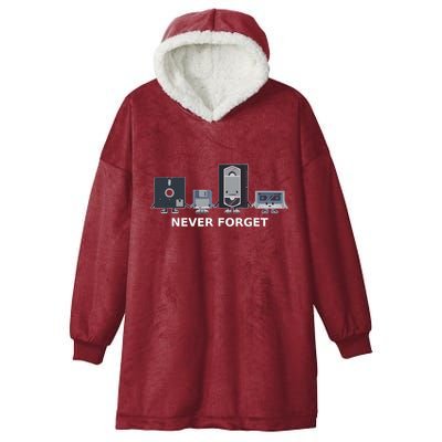 Floppy Disk Vhs Cassette Never Forget Geek History Hooded Wearable Blanket