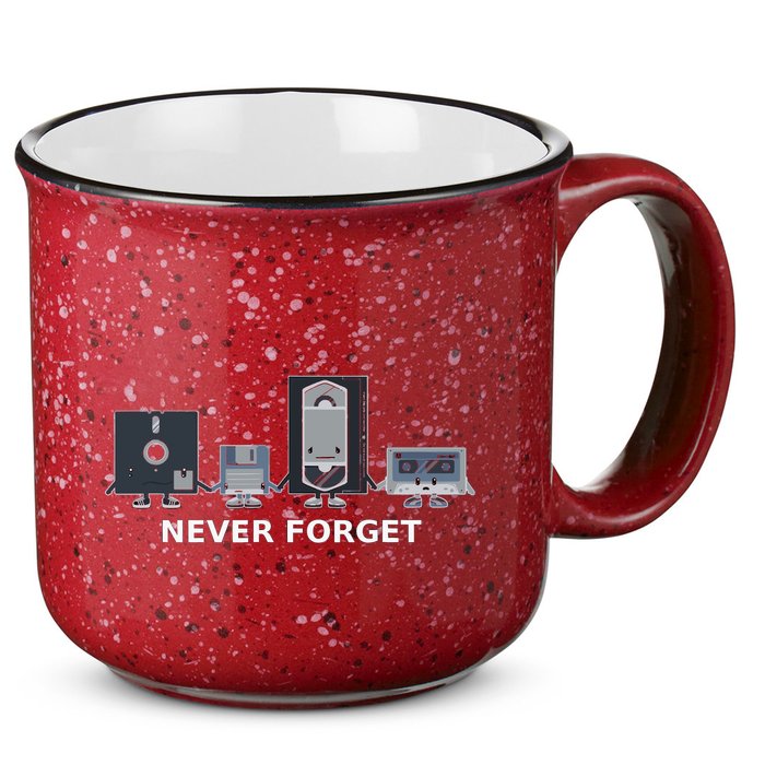 Floppy Disk Vhs Cassette Never Forget Geek History 15oz Campfire Ceramic Mug