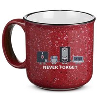 Floppy Disk Vhs Cassette Never Forget Geek History 15oz Campfire Ceramic Mug