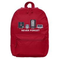 Floppy Disk Vhs Cassette Never Forget Geek History 16 in Basic Backpack