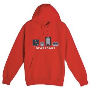 Floppy Disk Vhs Cassette Never Forget Geek History Premium Pullover Hoodie