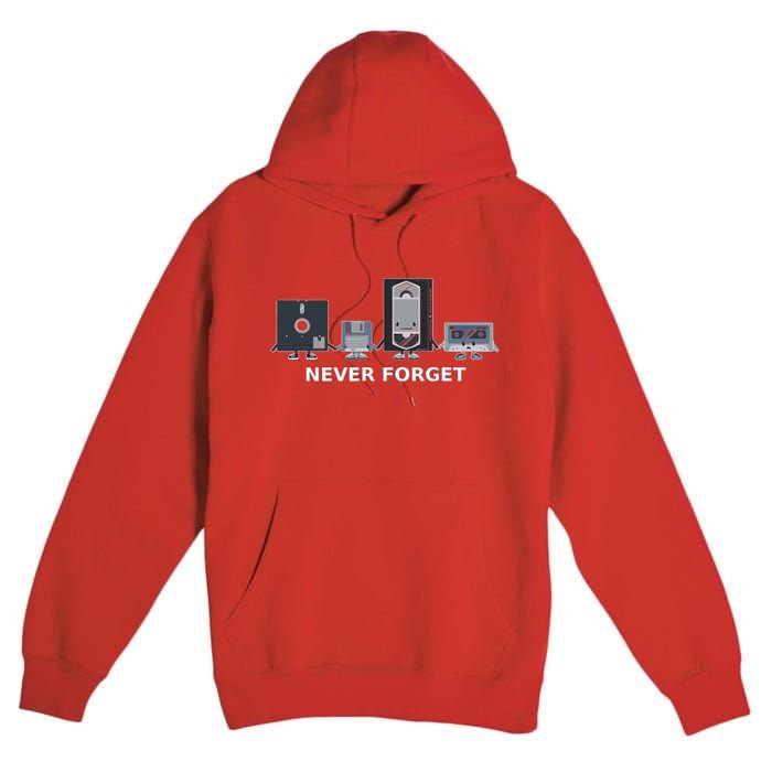 Floppy Disk Vhs Cassette Never Forget Geek History Premium Pullover Hoodie