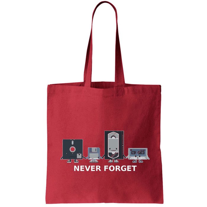 Floppy Disk Vhs Cassette Never Forget Geek History Bag