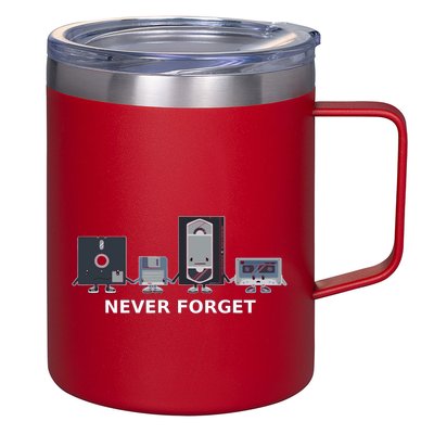 Floppy Disk Vhs Cassette Never Forget Geek History 12oz Stainless Steel Coffee Mug