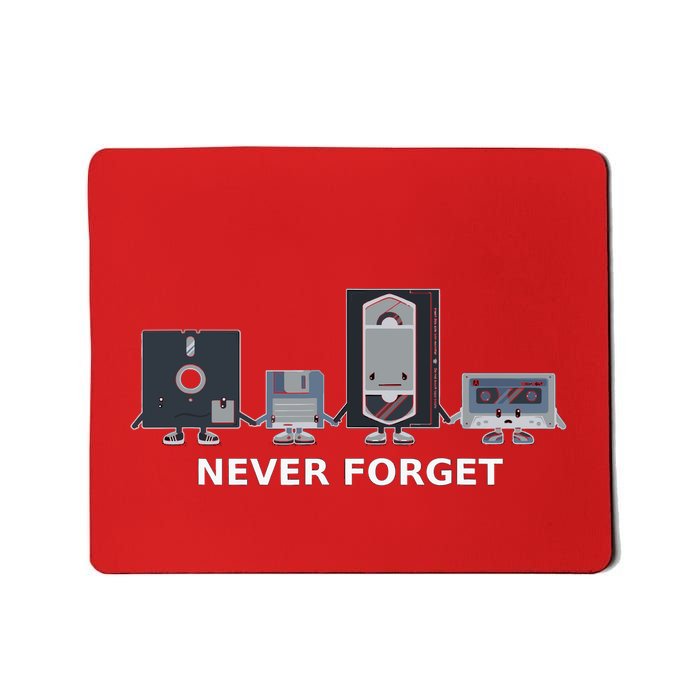 Floppy Disk Vhs Cassette Never Forget Geek History Mousepad