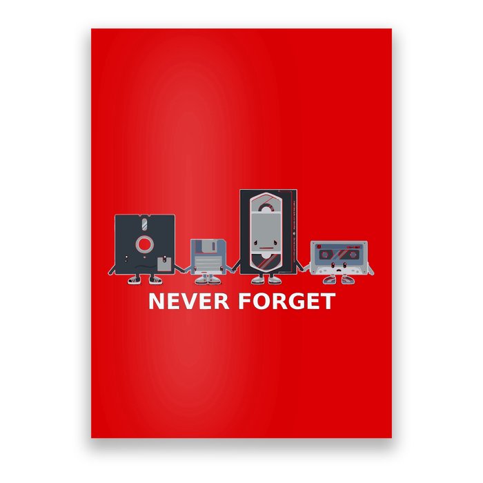 Floppy Disk Vhs Cassette Never Forget Geek History Poster
