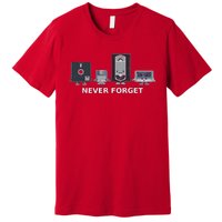 Floppy Disk Vhs Cassette Never Forget Geek History Premium T-Shirt