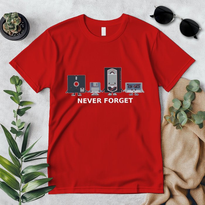 Floppy Disk Vhs Cassette Never Forget Geek History Premium T-Shirt