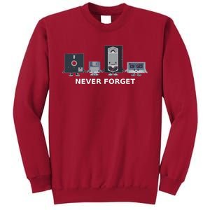 Floppy Disk Vhs Cassette Never Forget Geek History Tall Sweatshirt