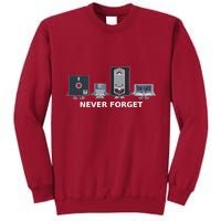 Floppy Disk Vhs Cassette Never Forget Geek History Tall Sweatshirt