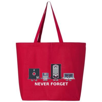 Floppy Disk Vhs Cassette Never Forget Geek History 25L Jumbo Tote