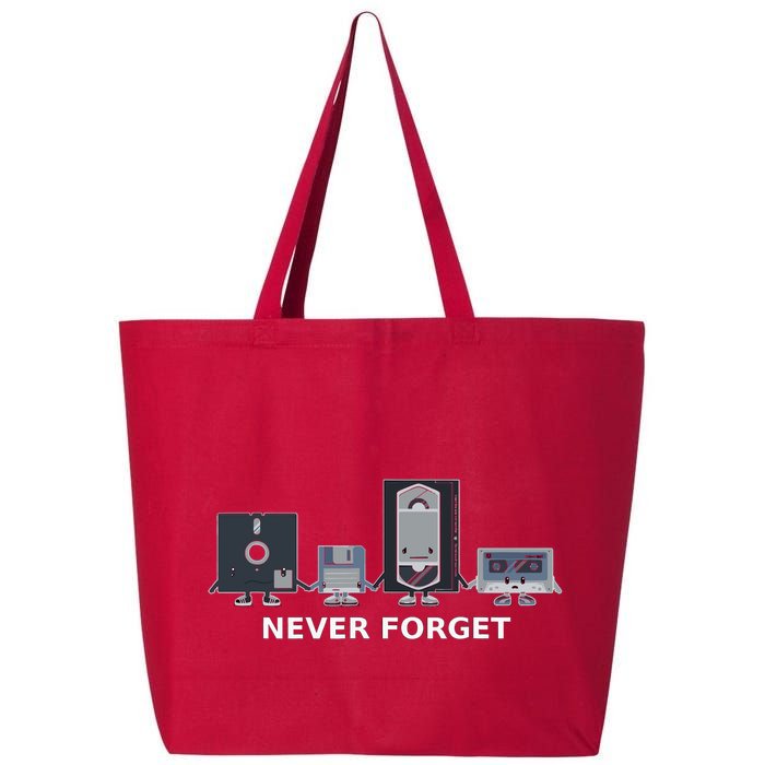 Floppy Disk Vhs Cassette Never Forget Geek History 25L Jumbo Tote