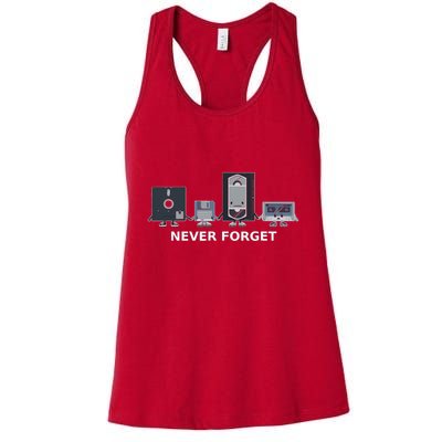 Floppy Disk Vhs Cassette Never Forget Geek History Womens Tank Top