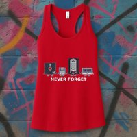 Floppy Disk Vhs Cassette Never Forget Geek History Womens Tank Top