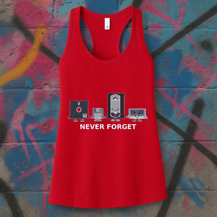 Floppy Disk Vhs Cassette Never Forget Geek History Womens Tank Top