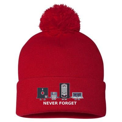 Floppy Disk Vhs Cassette Never Forget Geek History Pom Pom 12in Knit Beanie