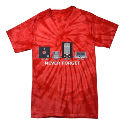 Floppy Disk Vhs Cassette Never Forget Geek History Tie-Dye T-Shirt