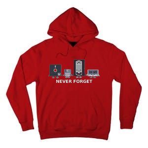 Floppy Disk Vhs Cassette Never Forget Geek History Tall Hoodie