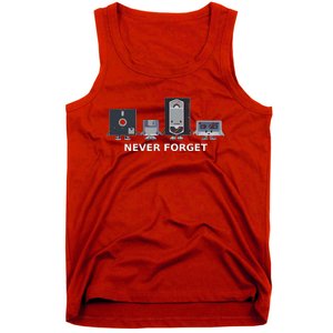 Floppy Disk Vhs Cassette Never Forget Geek History Tank Top