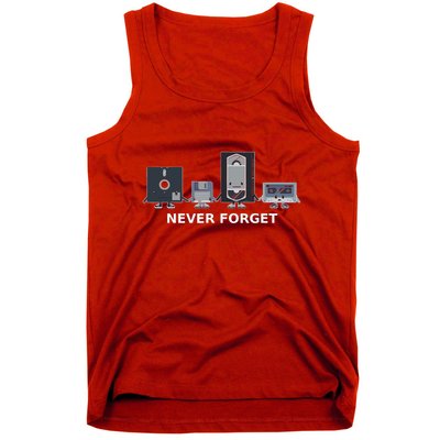 Floppy Disk Vhs Cassette Never Forget Geek History Tank Top