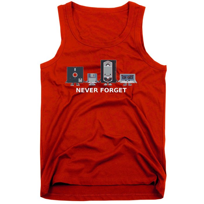 Floppy Disk Vhs Cassette Never Forget Geek History Tank Top