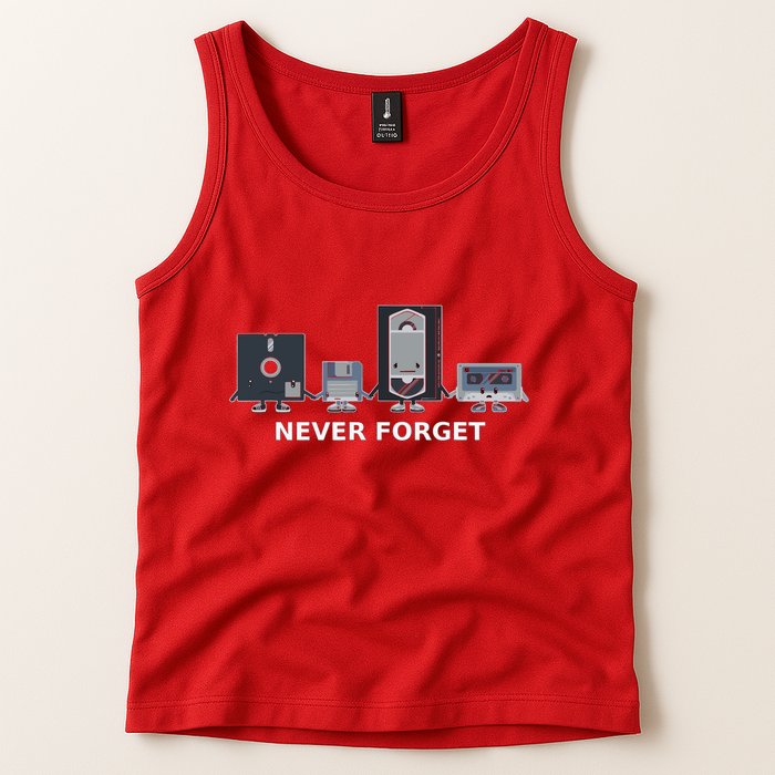 Floppy Disk Vhs Cassette Never Forget Geek History Tank Top