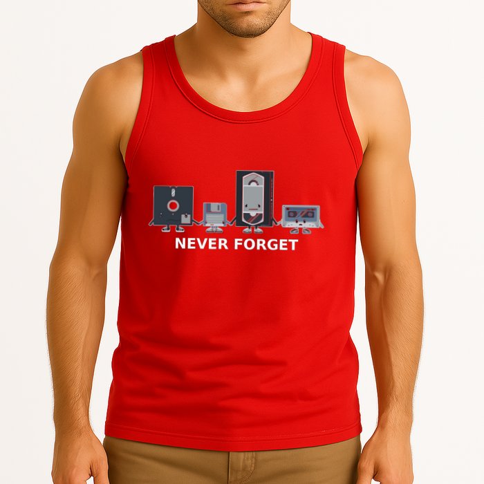 Floppy Disk Vhs Cassette Never Forget Geek History Tank Top