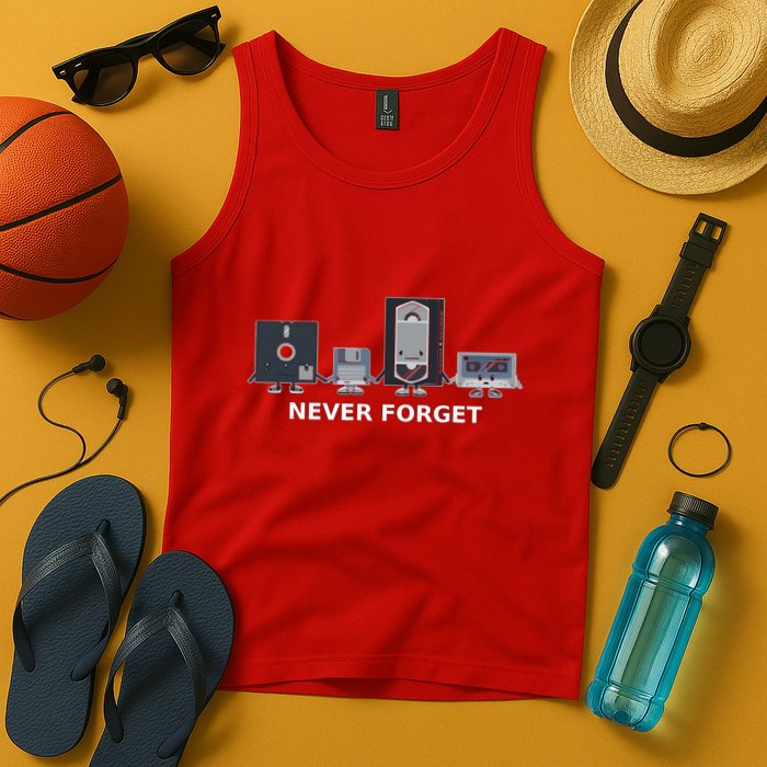 Floppy Disk Vhs Cassette Never Forget Geek History Tank Top